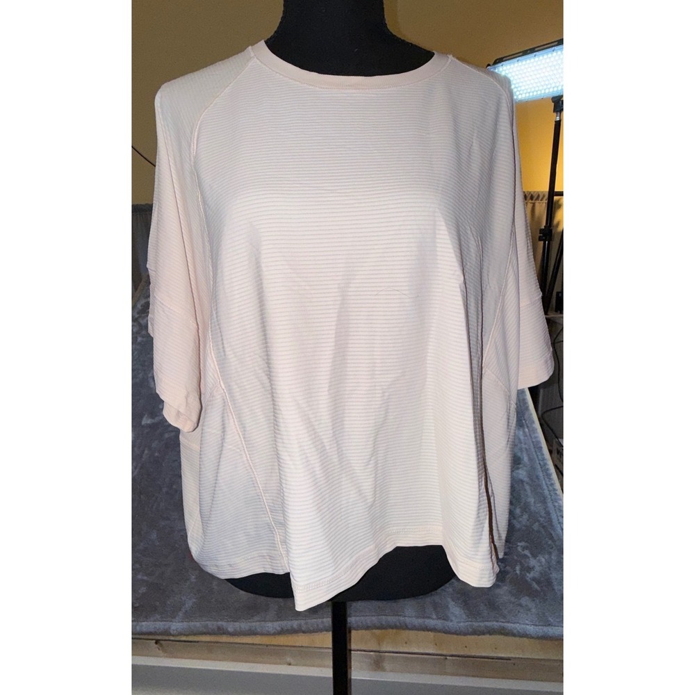 CALIA Renew Boxy Tee Womens XL Faded Pink New Oversized Ribbed Wicking